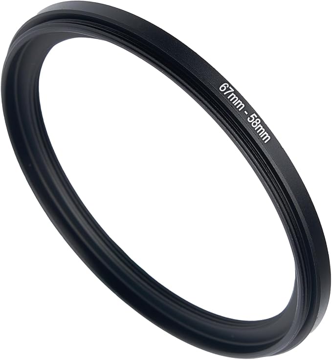 67mm to 58mm Step-up Adapter Rings for Camera Lens Filter Adapter Black Metal Step Down Filter Ring Step-Up Lens Adapter Ring for Filters (67mm-58mm)
