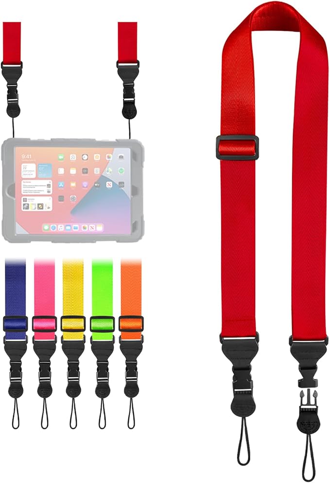 Adjustable Shoulder Strap, Nylon Camera Strap, Comfortable Neck Strap for iPad, Cellphone Tablet, Camera, Laptop, Binocular, Luggage Bag (Red Universal Lanyard)