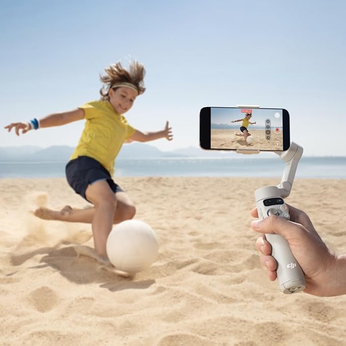 DJI Osmo Mobile 7 Gimbal Stabilizer for iPhone, Android, Built-in Tripod, 3-Axis Phone Gimbal, ActiveTrack 7.0, ShotGuides, One-Tap Edit, 10hrs Use, Phone Charging + Wireless Portable Charger + Plug