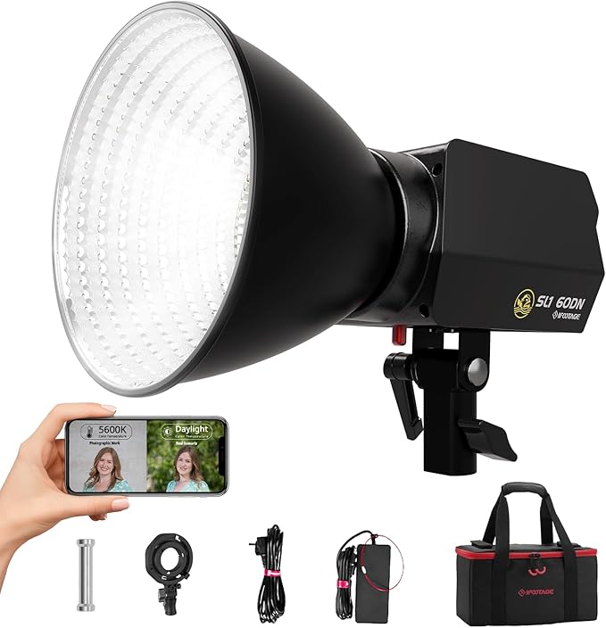 IFOOTAGE LED Video Light 70W SL1 60DN Daylight Photography Lighting,5600k Continuous Output Lighting,Portable Video Lighting for Video Recording,Studio,App Control,with Carry Bag