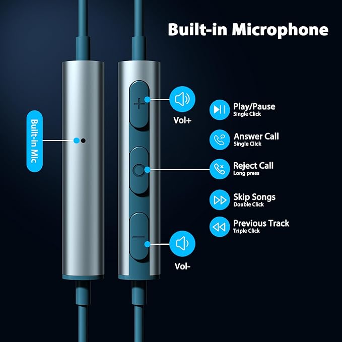USB C Headphones with Microphone for iPhone 17 Pro Max 17e 16e 16 15 Plus,Type-C Headphones for Google Pixel 10a Wired Earbuds Magnetic Sport Earphone for iPad/OnePlus 15/Samsung S26 S25 Flip 6 Fold 7