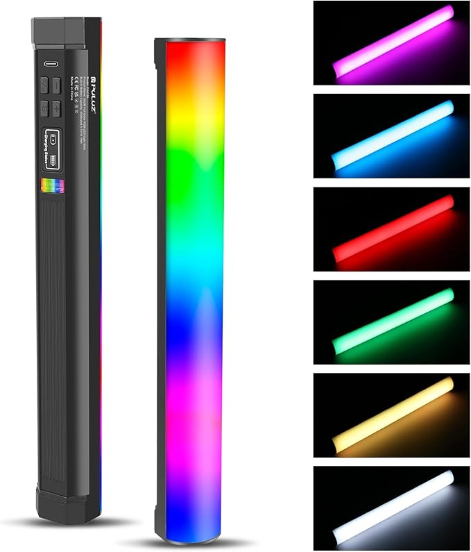 PULUZ Photography Lighting, 360° Magnetic Handheld Light Wand with 2000mAh Rechargeable Battery, 2500-9000K Dimmable Tube Light for Camera, Studio Photography, TikTok, YouTube, Vlogs (30cm/11.8 in)