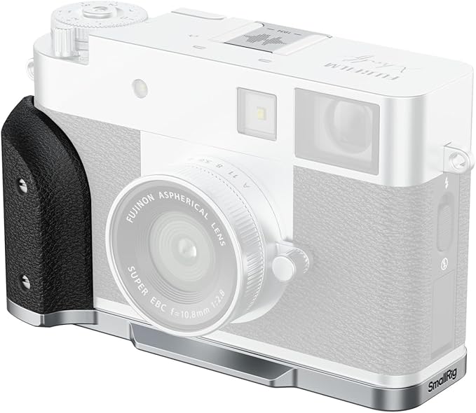 SmallRig X Half L-Shaped Grip for FUJIFILM X Half Camera, Built-in Quick Release Plate for Arca, Lightweight Ergonomic Silicone Handle with Hot Shoe Cover(Silver) - 5216