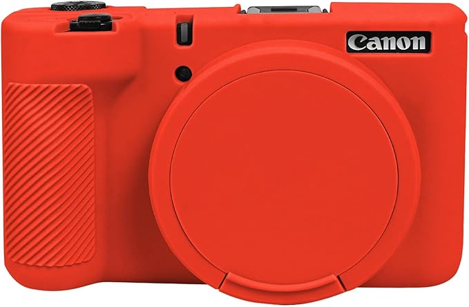 EASY HOOD V1 Case, Silicone Camera Cover with Removable Lens Cover, Soft Protector Lightweight Carrying Body Skin for Canon PowerShot V1 Digital Camera - Red