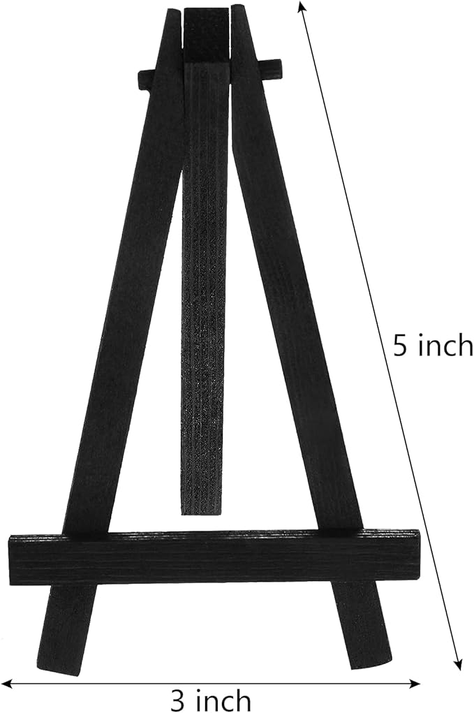 Chuangdi 12 Pieces 5 Inch Black Mini Wood Display Easel, Holder for Small Canvases, Cards, Photos, Notices, Etc