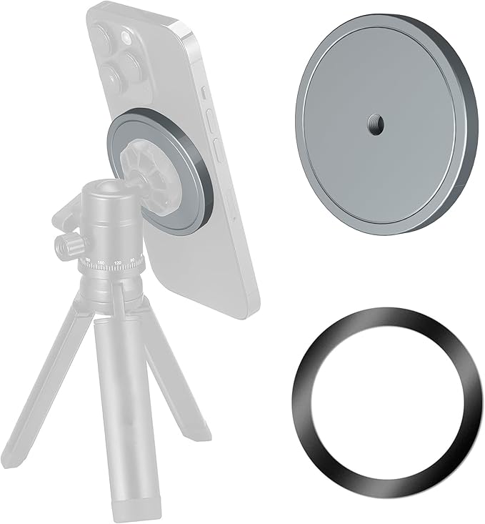 Magnetic Phone Mount Holder with 1/4''-20 Thread Screw Adapter fo MagSafe Camera Tripod Selfie Monopod 1/4" Camera Hot Shoe Mount Ballhead Mini Ball Head Phone Tripod Light Stand