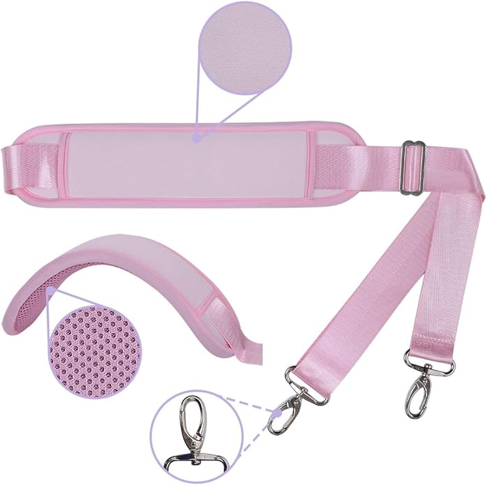 60 Inch Shoulder Strap with Removable Ultra-Thick Pad，Adjustable Buckles and Metal Hooks