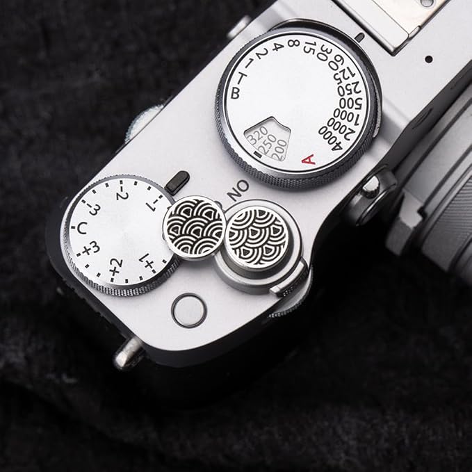 DBZZ Camera Shutter Button for Fuji X-T5 X-T3ii X-T200 X-T4 (2 Silver Waves)