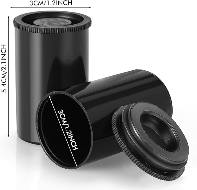 JOVITEC 100 Pieces Plastic Film Canister Holder 35 mm Empty Camera Reel Containers Storage Containers Case with Lids for Small Accessories Fish Hook Film Beads (Black)