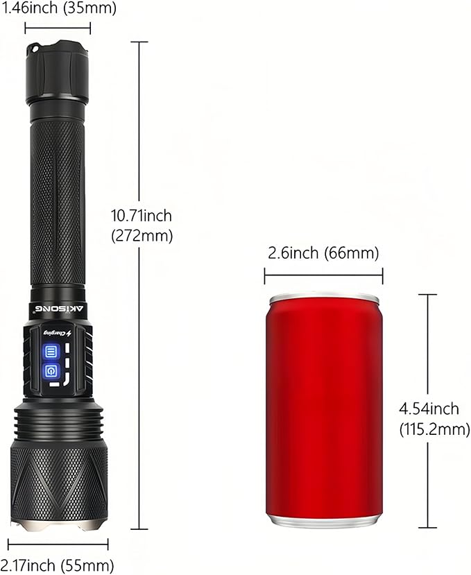 10,000 High Lumens Rechargeable LED Flashlights, 70W High Power XHP360 Wick Super Bright Zoomable Tactical Flashlight with USB Output, Dual Powerd Large Size Flash Light for Emergency Camping Hunting