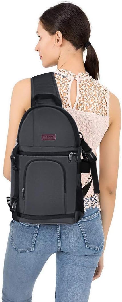 MOSISO Camera Sling Bag, DSLR/SLR/Mirrorless Camera Backpack Case Shockproof Photography Backpack with Tripod Holder & Removable Modular Inserts Compatible with Canon/Nikon/Sony/Fuji, Space Gray