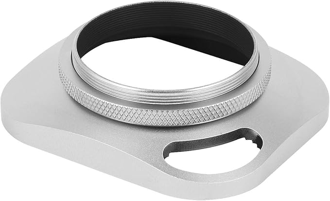 Haoge LH-S43P 43mm Square Metal Screw-in Lens Hood Hollow Out Designed with Cap for Leica Rangefinder Camera with 43mm E43 Filter Thread Lens Silver