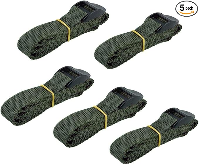 5pcs Trail & Game Camera Straps Belts Hunting Camera Tree Mounting Strap Belts Kit, Portable UV Resistant and Foldable Nylon Fiber Strap, 145cm Wildlife Hunting Accessory (Dark Green)