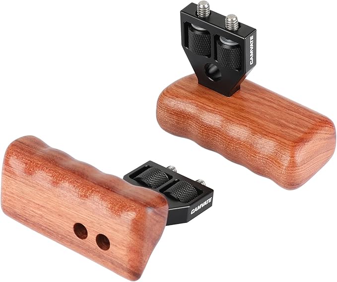 CAMVATE DSLR Wooden Handle Grip with Connector for DV Video Camera Cage(1 Pair) - 1346