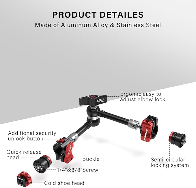 IFOOTAGE MA5-6 Spider Crab Magic Friction Arm Camera Mount,Articulating Arm,for Camera Sliders Nano II,Pocket 3,Video Monitor,Flash Light,Microphone,LED,Monitor,Payload 13.23lbs/6kg,1/4''&3/8''Screw
