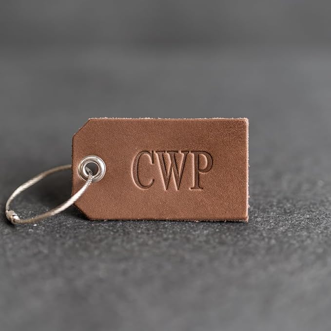 Ox & Pine Handmade Personalized Leather Luggage Tags - 100% Full-Grain Leather | 3.5" x 2" (Rustic Brown)