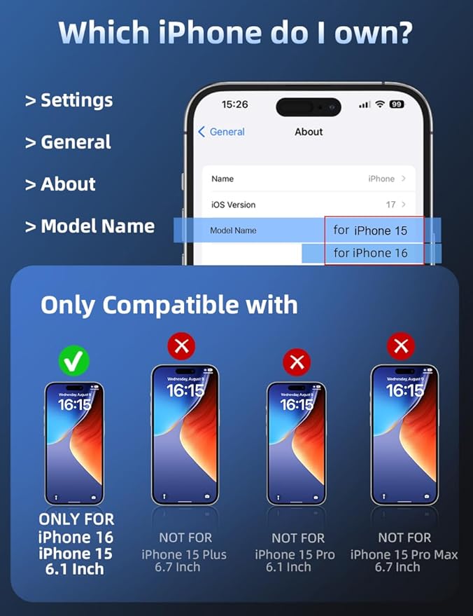 ruwa Privacy Screen Protector for iPhone 15/16 [6.1 Inch][3-Pack] Anti-Peep Tempered Glass Film with Easy Installation Frame, 9H Hardness, Scratch Resistant