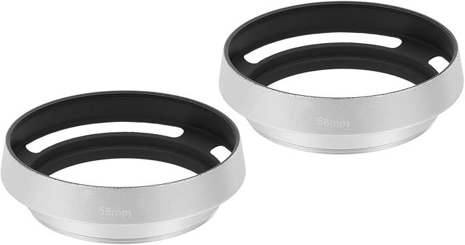 PATIKIL 2 Pcs 58mm Lens Hood, Universal Metal Hollow Curved Screw-in Vented Lens Hoods for Fujifilm for Pentax, Silver