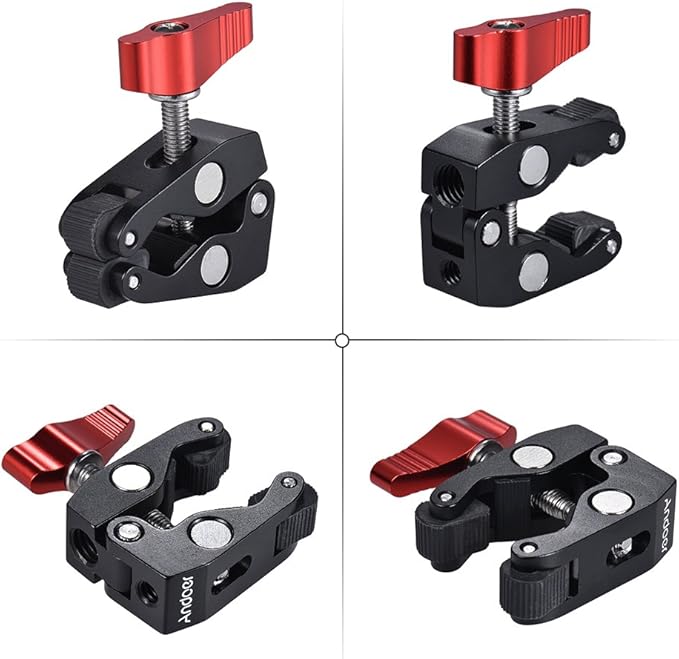 Andoer 2-Pack Crab Pliers Clip Super Clamp 1/4 & 3/8 Threaded for DSLR Rig LCD Monitor Studio Light Camera Magic Arm Photo Studio Accessory