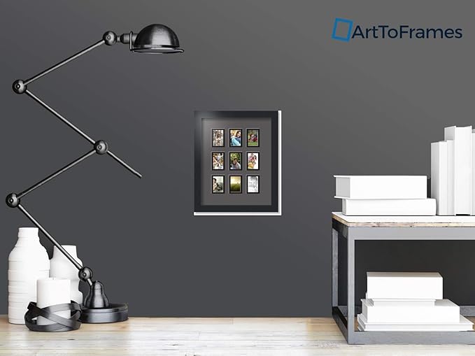Art to Frames Double-Multimat-78-41/89-FRBW26079 Collage Photo Frame Double Mat with 9 - 2x3 Openings and Satin Black Frame