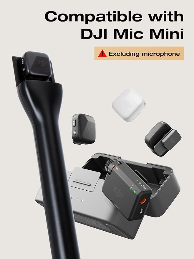 SUNMON Handheld Wireless Mic Stand for DJI Mic Mini with Pop Filter, Holder for Microphone, Interview Handheld Mount Adapter for DJI Mini (Handheld with 1 Pop Filter）