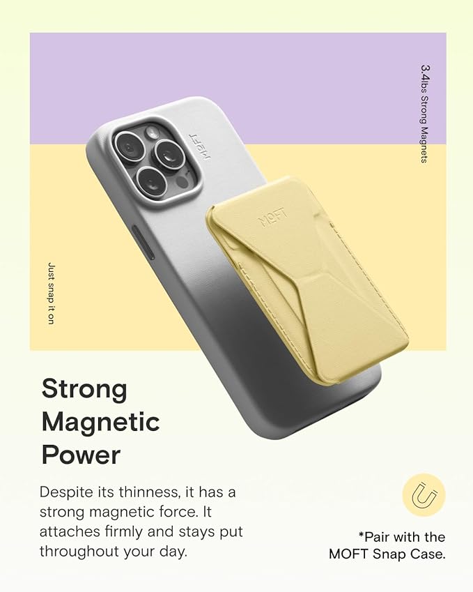 MOFT Magnetic Wallet Stand Compatible with iPhone 17/16/15/14/13/12 Series, Angle Adjustment & Magsafe Compatible MOVAS Phone Stand,Panna Cotta