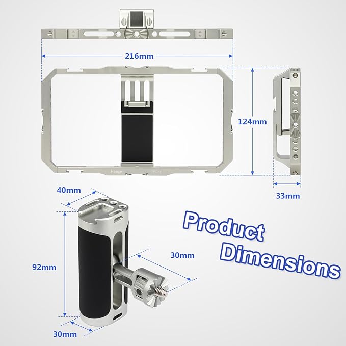 Haoge Universal Phone Cage Video Rig Kit,for iPhone 15/16/17 Pro Max Smartphone Stabilizer with Dual Handle,Handheld Filmmaking Vlogging Phone Rig for Samsung and Other Videomaker Videographer