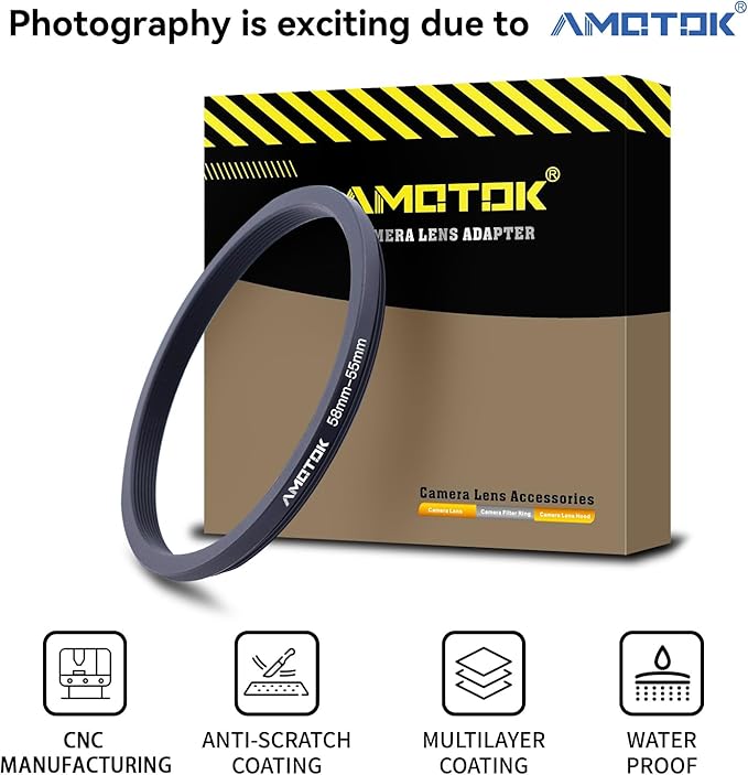 58mm Lens to 55mm Camera Lens Adapter,58mm-55mm Filter Step-Down Ring,Compatible All 55mm Filter Accessory.Made from CNC Machined