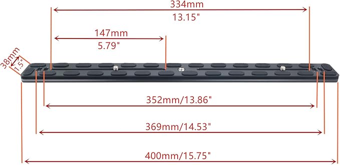 400mm Universal Long Quick Release Plate Dual Dovetail Slide Rail with D-Ring 1/4" Screw for Ball Head Tripod Mount DSLR Camera Arca Swiss Compatible