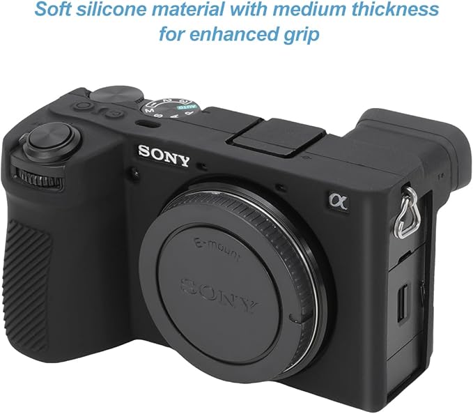 Pocoukate Case for Sony Alpha 6700 Camera, Soft Silicone Protective Cover Skin with A6700 Screen Protector Accessories for Sony Alpha 6700 Camera Silicone Case - Black