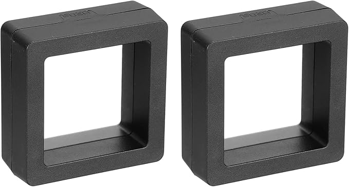 MECCANIXITY Floating Frame Display Holder Stand 3D Jewelry Display Box 1.97 x 1.97 x 0.79 Inch Black for Ring Necklace Bracelet Earring Pack of 2