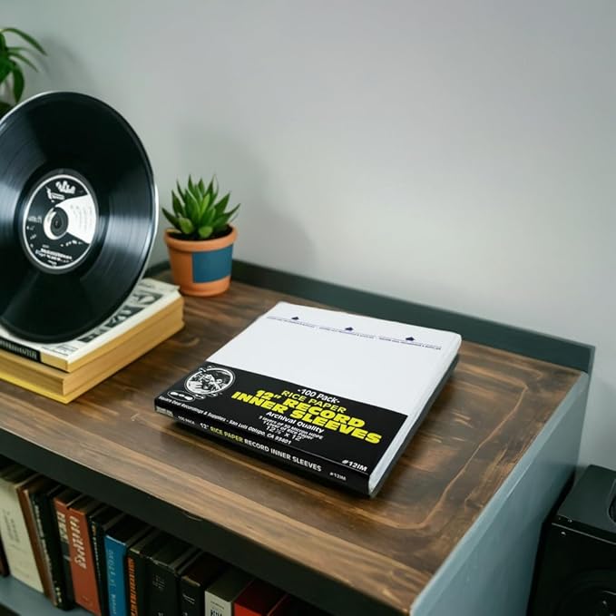 (100) 12 Inch Record Inner Sleeves - 3-Layers of Archival Quality, Anti-Static HDPE with Rice Paper Enclosed Insert for Extra Rigidity #12IM