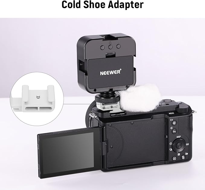 Neewer Cold Shoe Wind Muff for ZV Series Vlog Cameras, Microphone Furry Windscreen with Cold Shoe Mount Adapter Accessory Compatible with Sony ZV-1F ZV-E10 ZV-1 ZV-E1 ZV-1 II, CA133 White