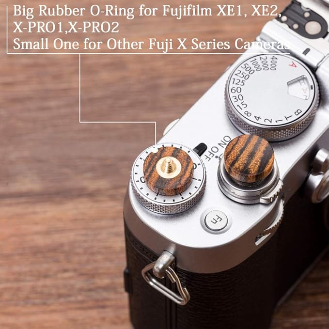 VKO Wood Soft Shutter Release Button,Delicate Camera Shutter Button 12mm Concave Surface Golden Black 1 PCS (Wood Grain Random)