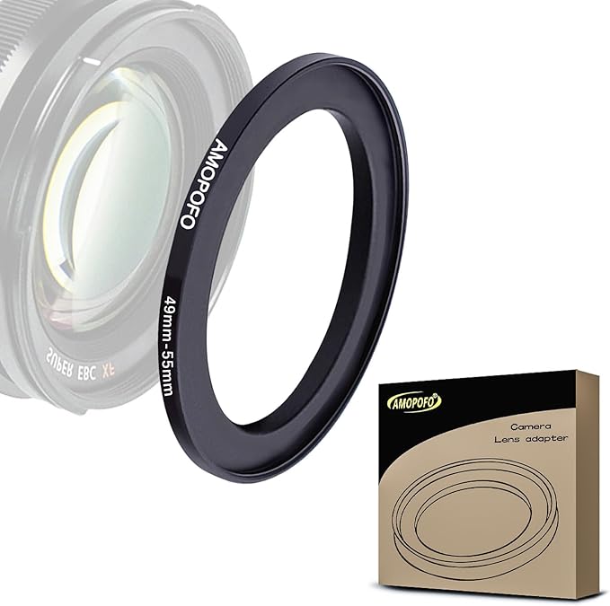 49mm to 55mm Step-Up Ring Filter adapter/49mm to 55mm Camera Filter Ring ;Compatible All Brands 49 mm Lens and 55 mm UV,ND,CPL,Metal Step Up Ring