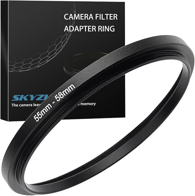55mm to 58mm Step up Ring Filter Adapter Metal Ring Step up Rings Adapter Filter Compatible with All 58mm UV,CPL,ND,Lens Hood,Threaded Lens ect (55mm to 58mm)