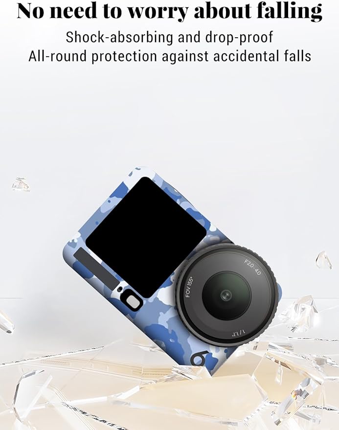 ZBAGUG for DJI Action 6 Skin Full Body Wrap, Anti-Scratch Waterproof Protective Sticker, Full Coverage Action Cam Wrap, for DJI Action 6 Accessories, Camouflage Blue