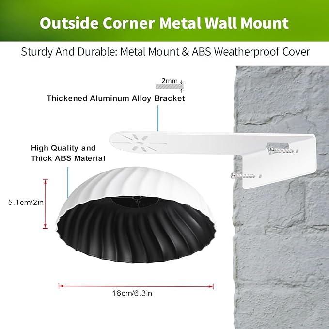 Wall Mount for WYZE Cam Pan V3, Outdoor Corner Mount Kit with Weatherproof Cover, Durable Housing for Outside Use – White (Camera Not Included)