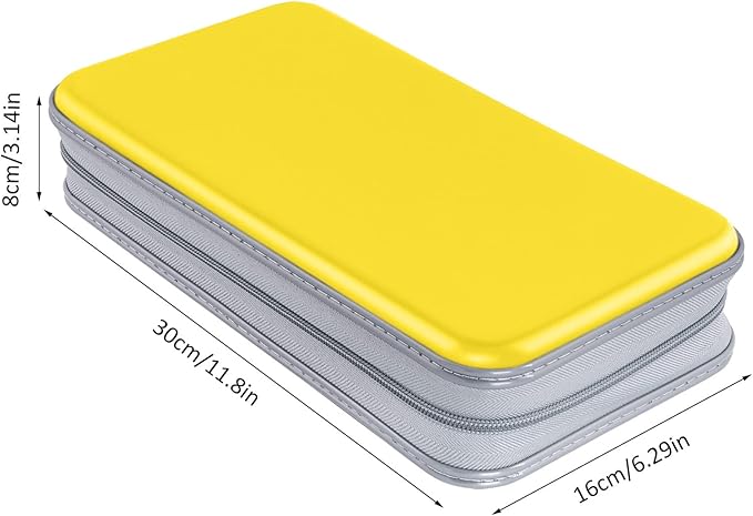 Siveit CD Case, DVD Case Holder 96 Capacity Hard Plastic CD DVD Disc Cases Storage Binder Wallet for Car Home Office Travel (Yellow)