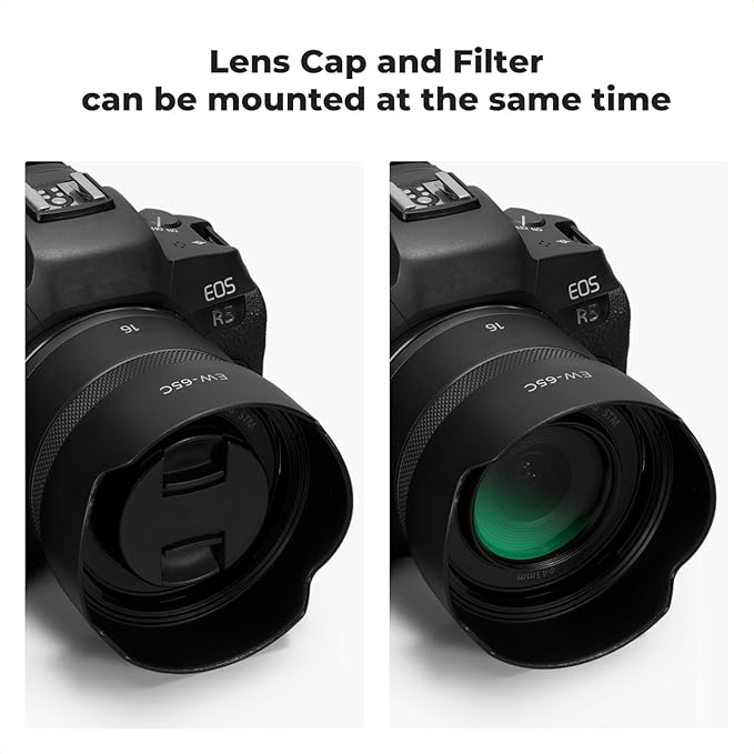 K&F CONCEPT Lens Hood Replace of EW-65C Hood Compatible with Canon RF 16mm F2.8 STM Reversible Snap on Camera Lens Shade Fits 43mm Filters and Lens Cap