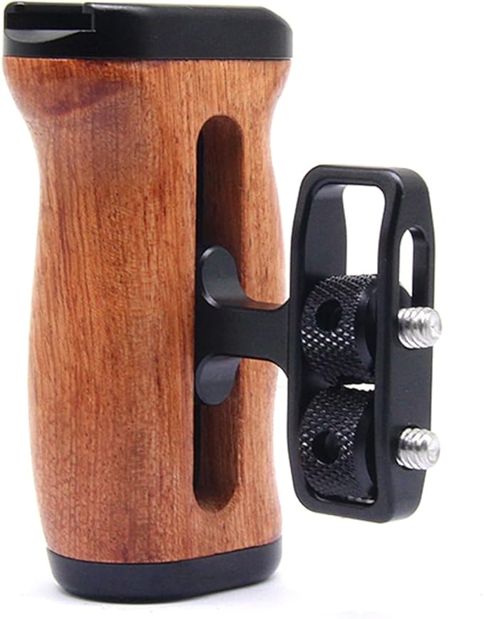 Adjustable Left/Right Camera Cage Handle, Wooden Side Handle Handgrip for EOS RP/A7ii/A7iii/EOS R50/EOS R100/A6700/Z6 ii/Z6 iii/Z7 ii /A7M4/ZV-E10/ZV-E10 ii Cam Cage