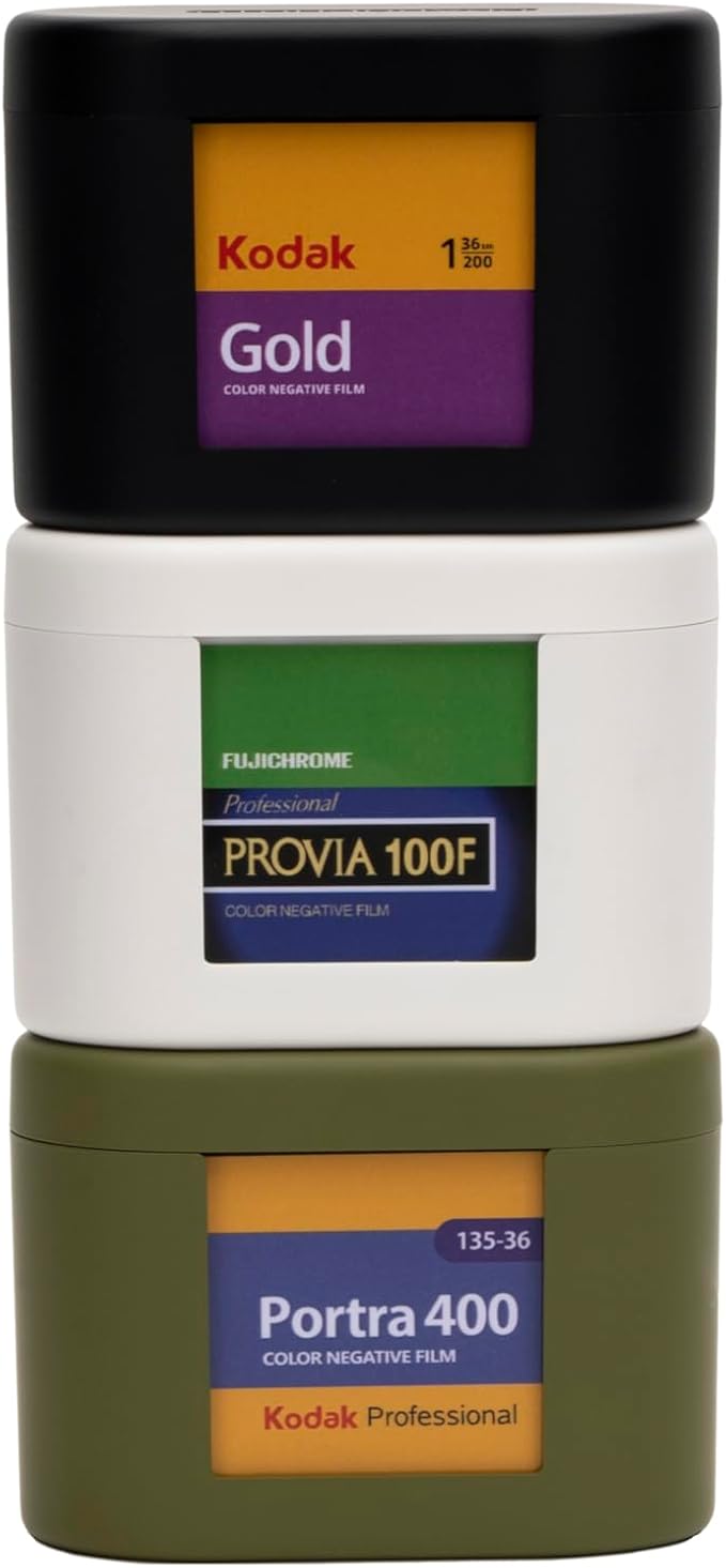 Film Storage Box with Double-Sided Film Label Holder, 135 film, Magnetic Stackable(a SET OF 3)