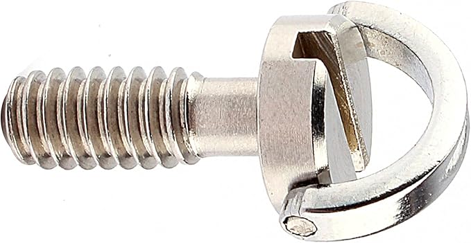GOWENIC 2PCS Fat D Ring Camera Screws, Long Shank 1/4" 20 Stainless Steel Thread Quick Release Plate Mounting Screws for Tripod, Monopod, DSLR Camera Rig