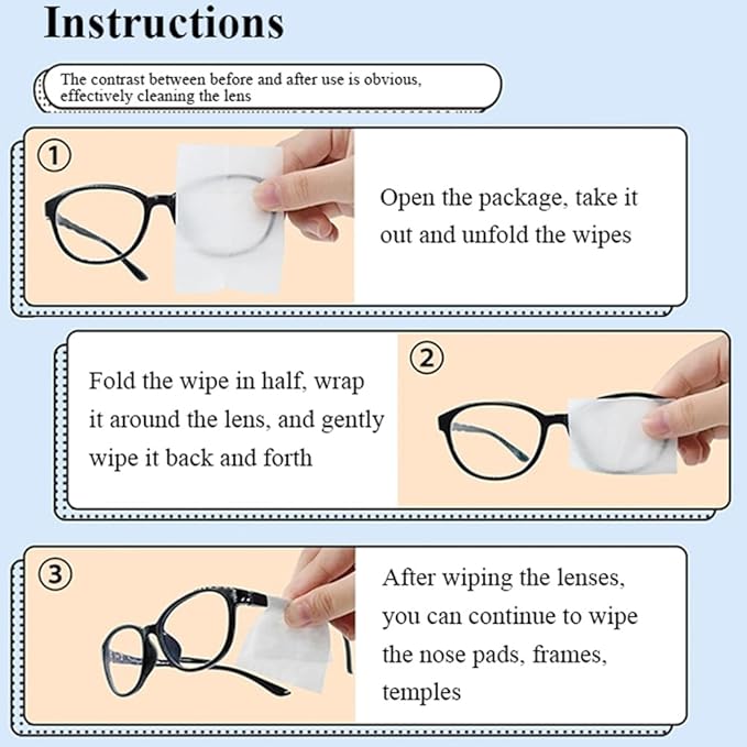 Pre-Moistened Lens Cleaning Wipes, 300 Pcs Cleaning Wipes for Glasses, Computer & Laptops Screens, Smart Phones, Optical Lens, Goggles, and Watch Screen l Quick-Dry and Scratch-Free