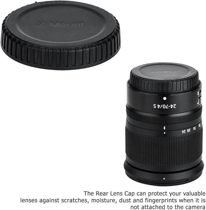 2 Pack Z Mount Body Cap Cover & Rear Lens Cap for Nikon Z9 Z8 Z7 Z7II Z6 Z6II Z6III Z5 Z5II Z50 Z50II Z30 ZR Zf Zfc Mirrorless Camera and Z Mount Lenses, 2 Extra Hot Shoe Protective Covers Included
