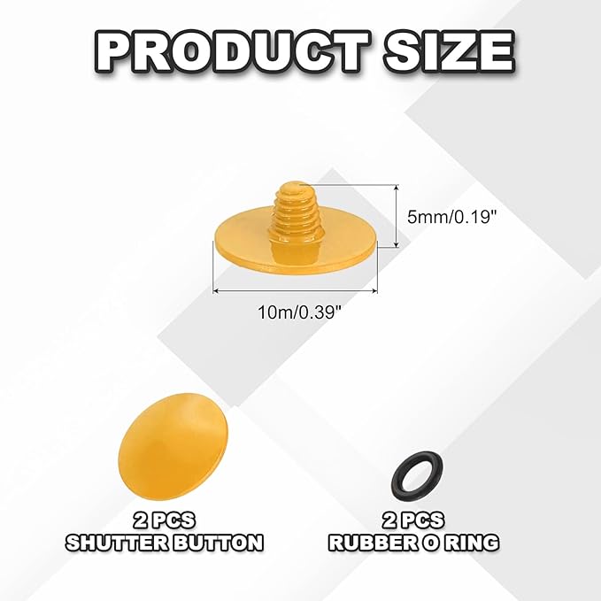PATIKIL Camera Shutter Button, 2 Pack 10mm Convex Surface Shutter Release Buttons Pure Copper Camera Button for Nikon for Fujifilm for Leica DSLR/SLR, Yellow