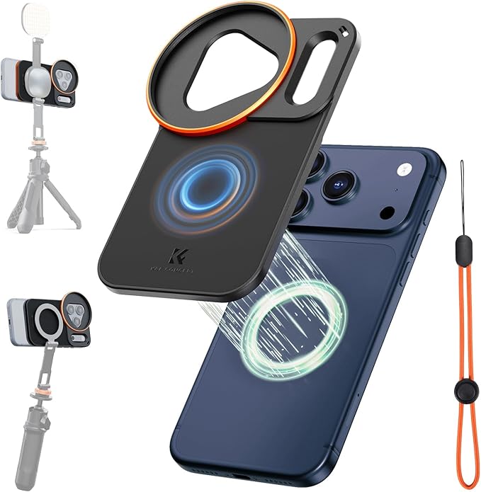 K&F CONCEPT Double-Sided Magnetic Lens Filter Mount Adapter, Compatible with iPhone 17 Pro Max and 58mm Threaded Filters, iPhone Filter Mount (Filter Not Included)