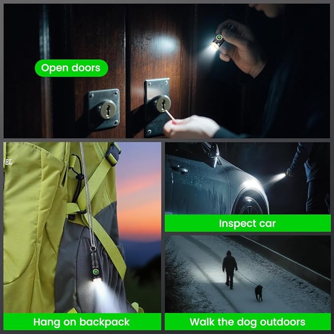 Yemao Rechargeable Keychain Flashlight with Chain,600 High Lumens EDC Pocket Flashlights, Mini Flashlight with 6 Modes for Home Daily Use,Outdoor Emergency (Mini)