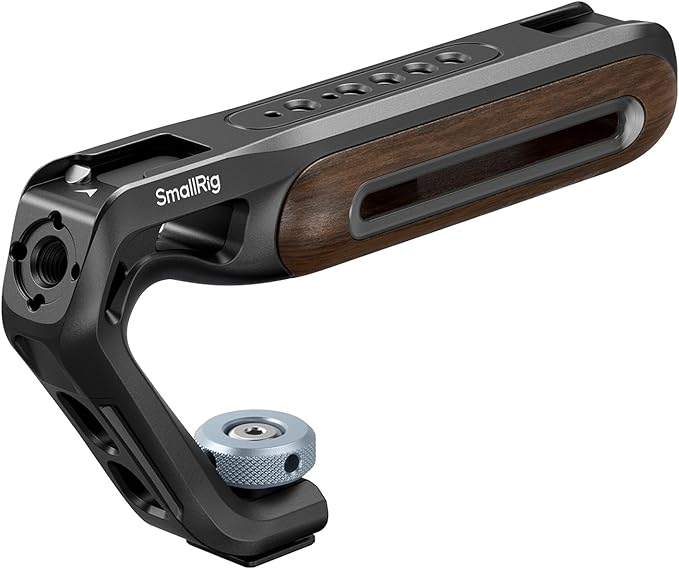 SmallRig Wooden Top Handle with Cold Shoe Mount, Lightweight Wooden Top Handle for Camera Cage, Load Capacity up to 10kg / 22lb, 3/8"-16 Locating Holes for ARRI & 1/4''-20 Threaded Holes - 5250