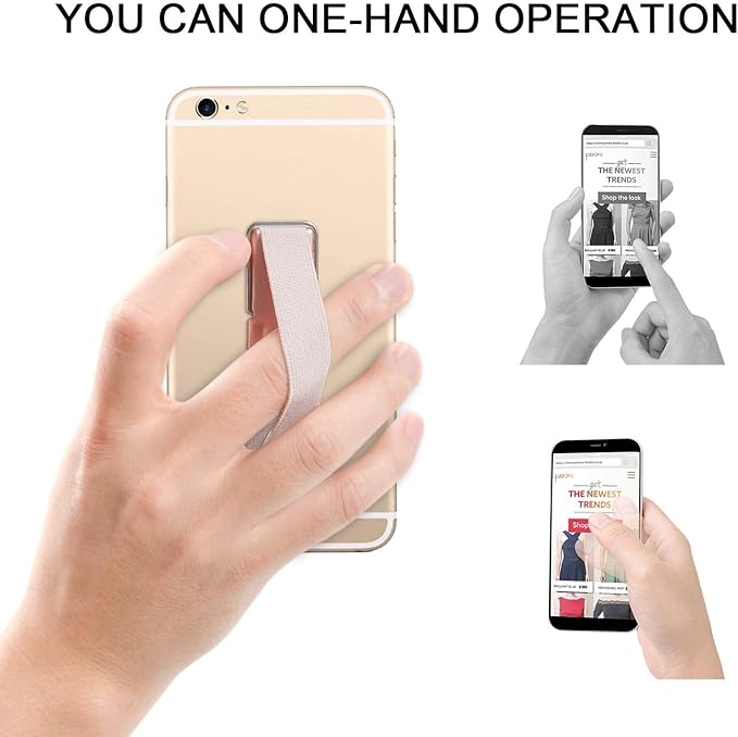 Phone Strap, CISID 4 Pcs Phone Finger Holder Back of Phone Grip with Stand Suitable for iPhone Samsung and Most Smartphones(Black Black Silver Rose Gold 4PCS)
